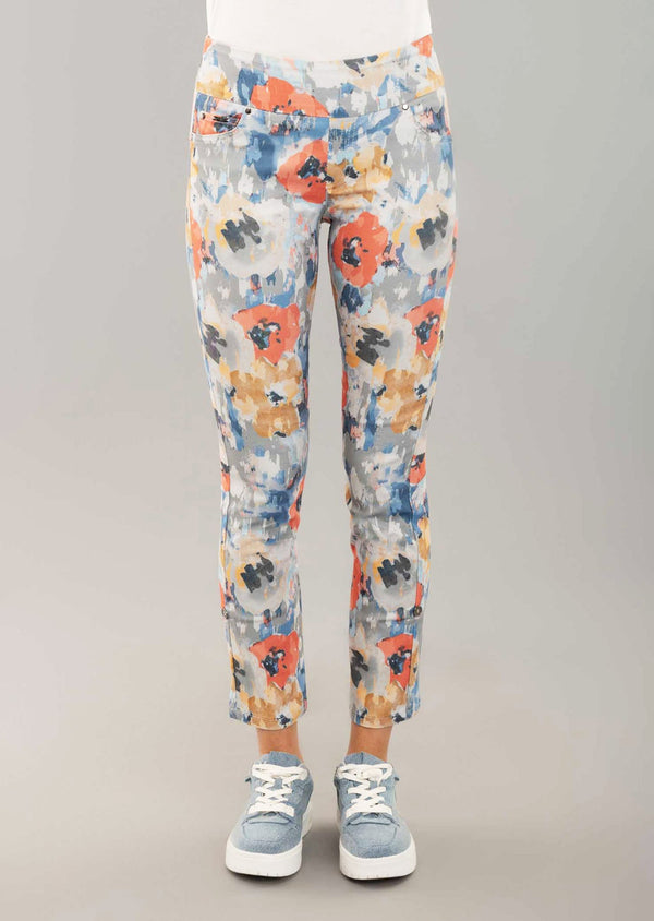 Lisette Canovas Print 28'' Straight Pant,5 Pockets & Rolled Up Cuffs