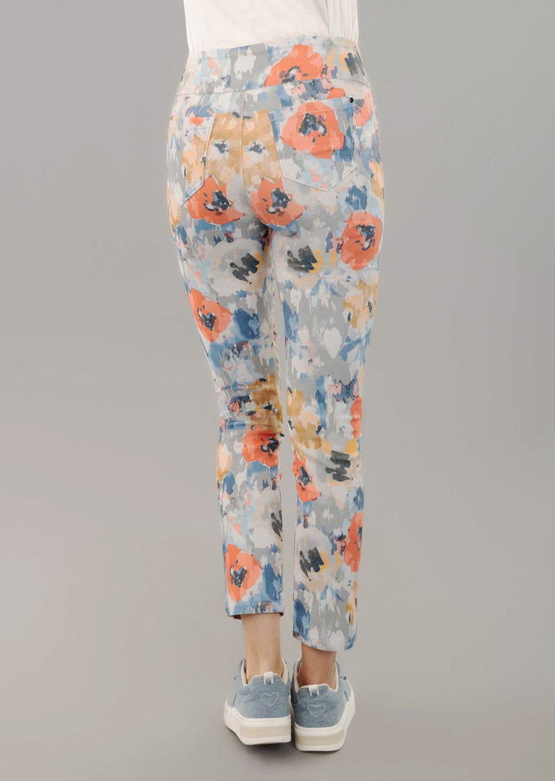 Lisette Canovas Print 28'' Straight Pant,5 Pockets & Rolled Up Cuffs