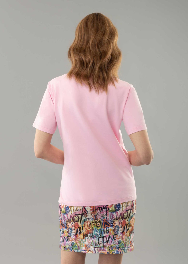 Lisette Celine T-Shirt Embroidered Flower-Pink