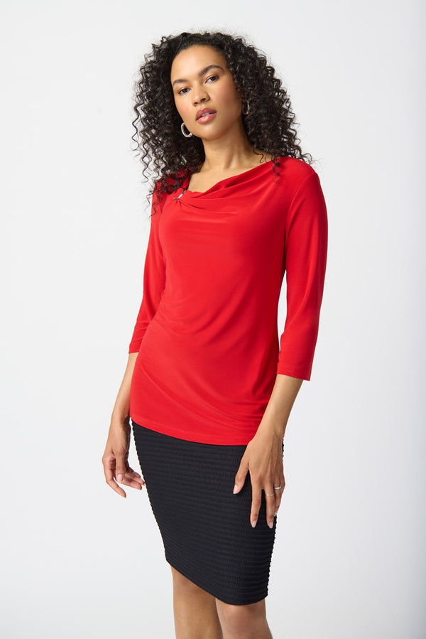 Joseph Ribkoff Silky Knit Cowl Neck Top 241241 Radiant Red