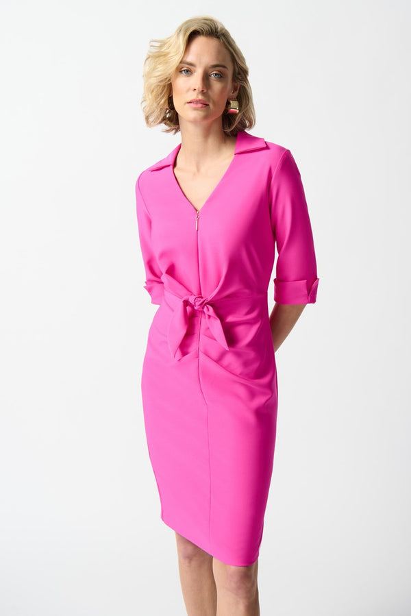 Joseph Ribkoff Lux Twill Sheath Dress-Ultra Pink