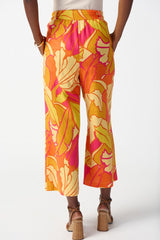 Joseph Ribkoff Linen Blend Wide-Leg Crop Pants 242910 Pink/Multi