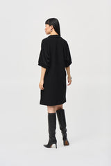 Joseph Ribkoff Silky Knit and Leatherette Trapeze Dress 243177 Black