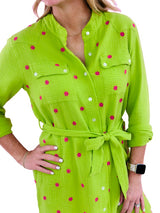 Ivy Jane Eyelet Gauze Jacket/Dress-Lime
