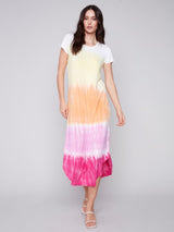 Charlie B Tie-Dye Cotton Slub Dress-Sunset