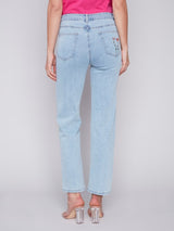 Charlie B Floral Embroidered Jeans-Bleach Blue