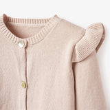 Elegant Baby Taupe Flutter Sleeve Hand-Embroidered Baby Cardigan