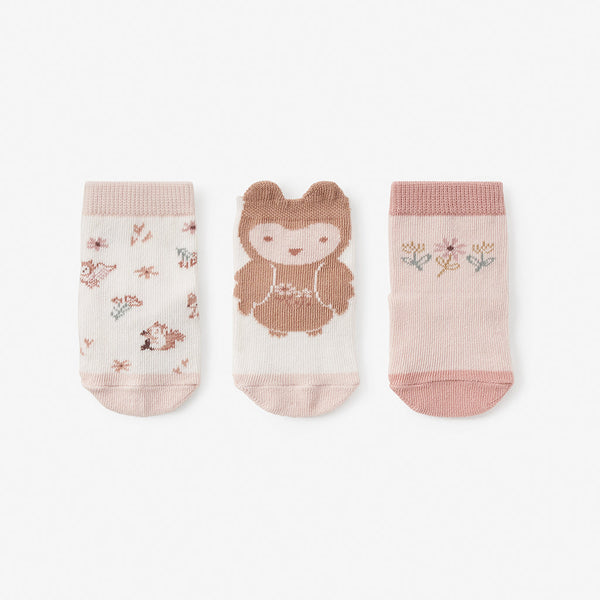 Elegant Baby Owl Non Slip Baby Socks 3 pack