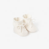 Elegant Baby White Garter Knit Baby Booties