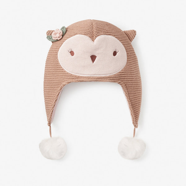 Elegant Baby Owl Aviator Knit Baby Hat