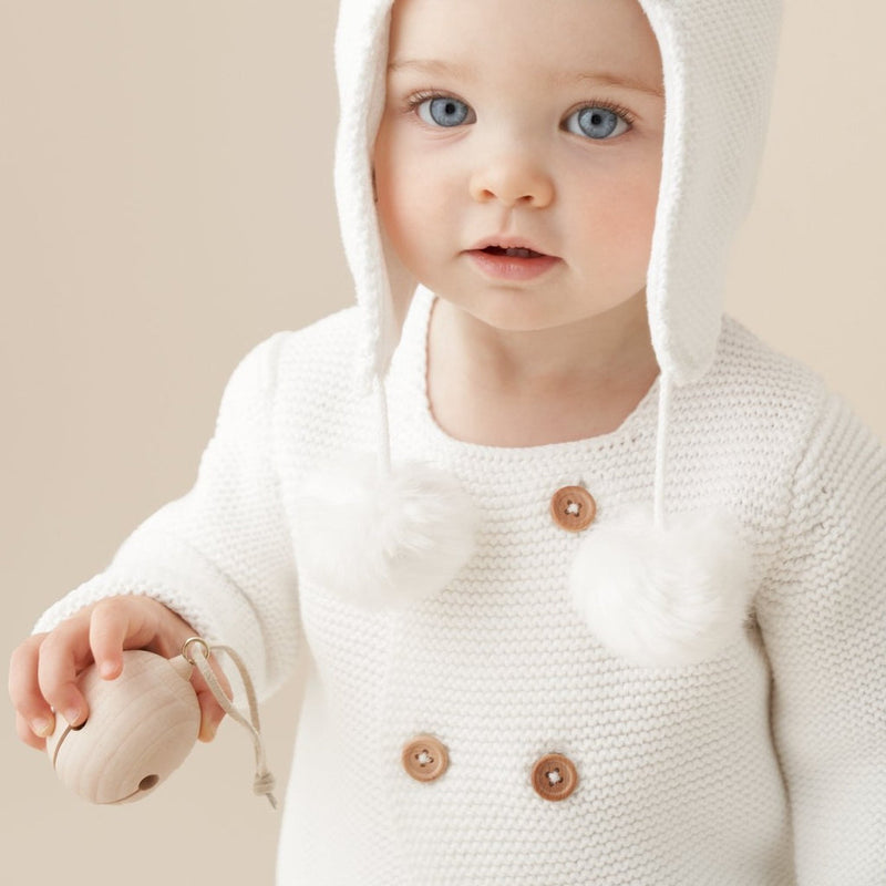 Elegant Baby Whisper White Sofia + Finn Knit Baby Cardigan