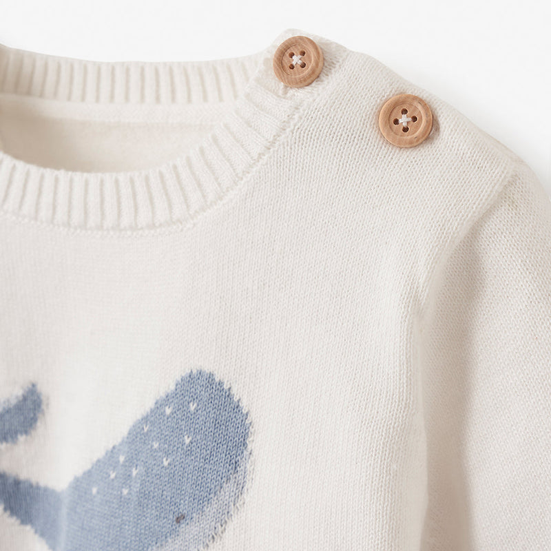 Elegant Baby Whale Striped Knit Short Set
