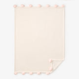 Elegant Baby Pale Pink Pom Trim Fleece Baby Stroller Blanket