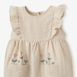 Elegant Baby Natural Linen Floral Embroidered Jumpsuit