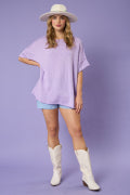 Fantastic Fawn Short Sleeve Knit Sweater-Lavender