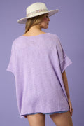 Fantastic Fawn Short Sleeve Knit Sweater-Lavender