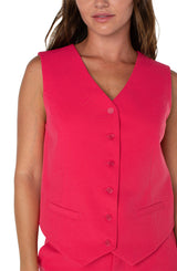Liverpool Vest with Welt Pockets-Pink Punch