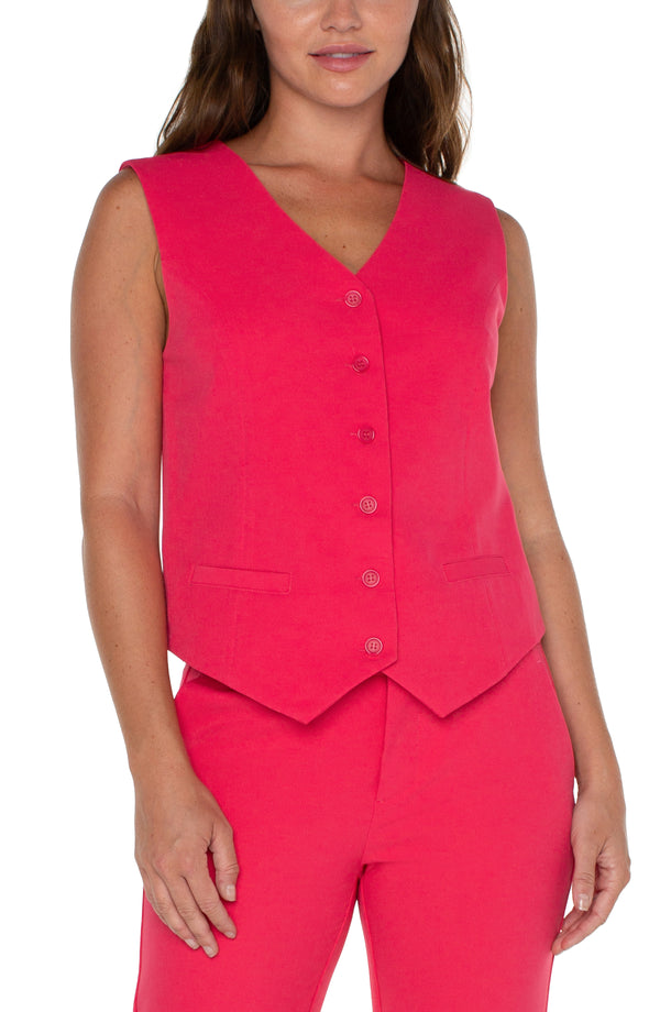 Liverpool Vest with Welt Pockets-Pink Punch