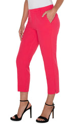 Liverpool Kelsey Crop Trouser with Side Slit-Pink Punch