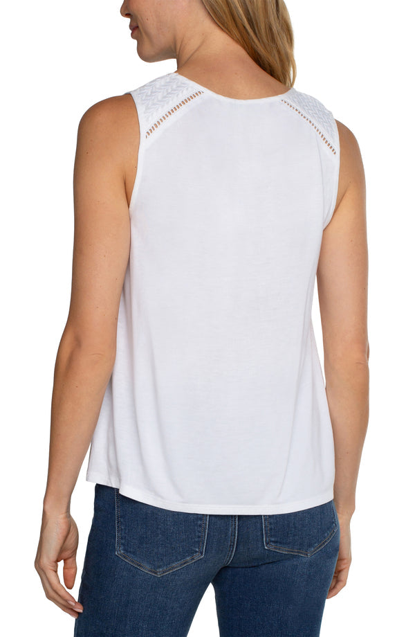 Liverpool Embroidered Sleeveless Tank-White