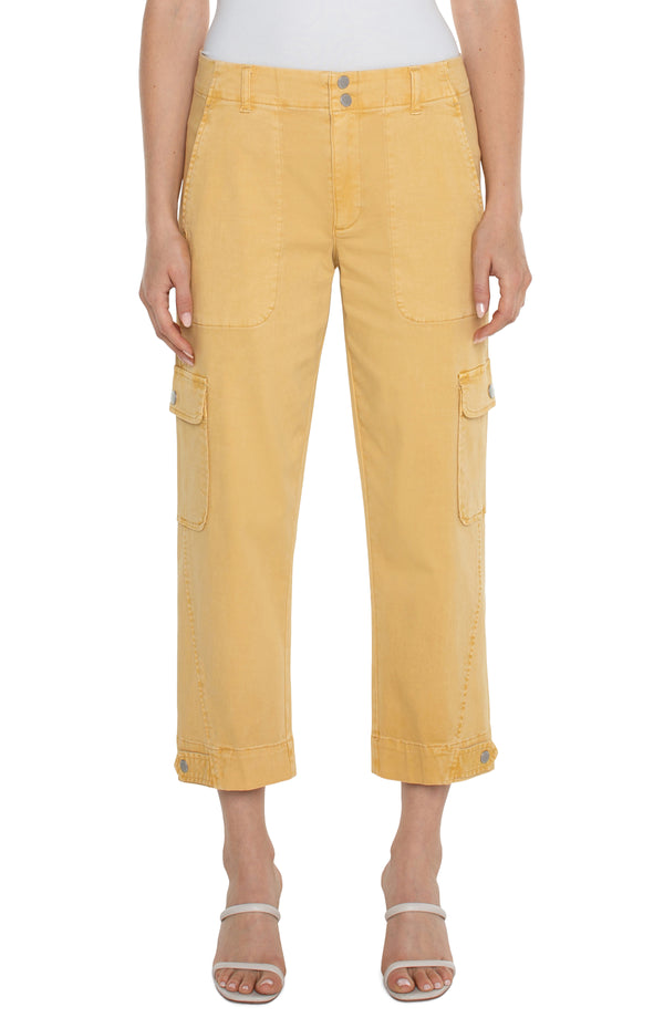 Liverpool Utility Cargo Crop with Tab Hem-Flaxen Gold