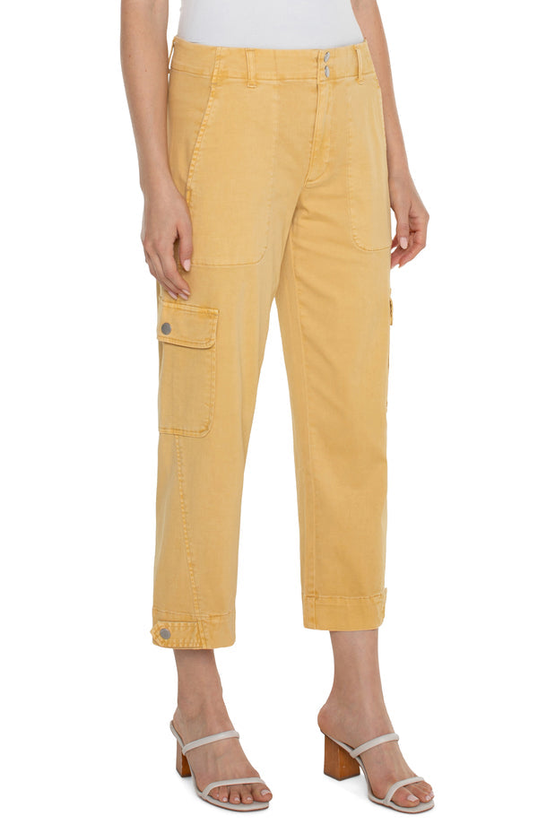 Liverpool Utility Cargo Crop with Tab Hem-Flaxen Gold