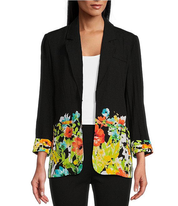 Multiples Floral Border Print Jacket-Multi