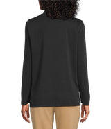 Multiples Knit Mock Neck Long Sleeve Popover Top | Black