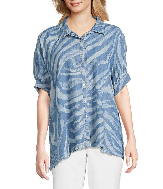 Tru Luxe Dolman Sleeve Camp Shirt | Chambray