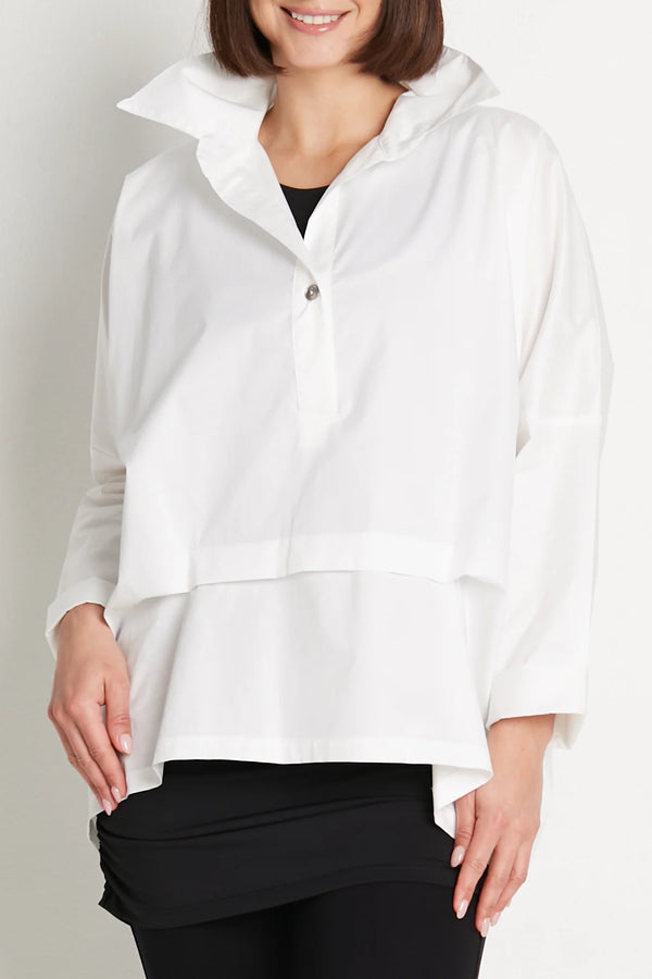 PLANET Cotton Tuck Polished Top-White