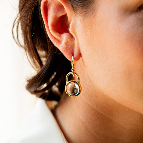 Capucine De Wulf Blandine Circle Drop Earrings - Clear Quartz