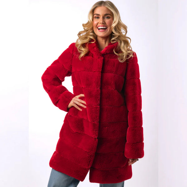 Furious Fur 4-Way Emilia Coat | Cherry