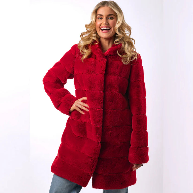 Furious Fur 4-Way Emilia Coat | Cherry