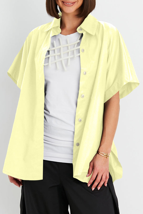 PLANET Cotton Button Up Shirt-Citron