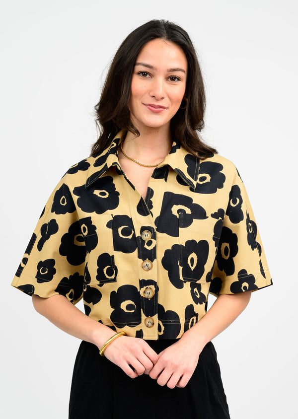 Ivy Jane Black Flower Khaki Jacket | Khaki