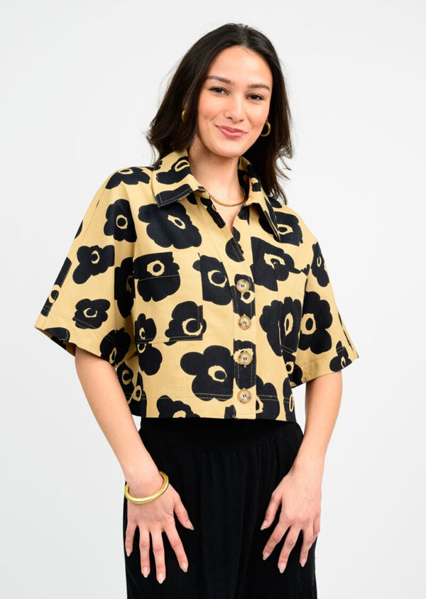 Ivy Jane Black Flower Khaki Jacket | Khaki