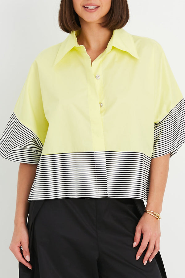 PLANET Cotton Campy Shirt-Citron/Stripe
