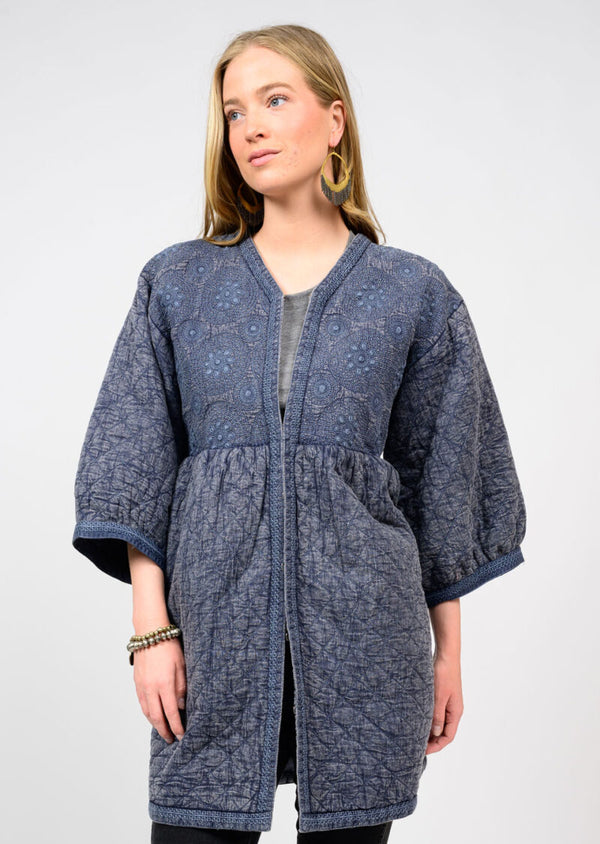 Ivy Jane Embroidered Quilted Jacket | Indigo