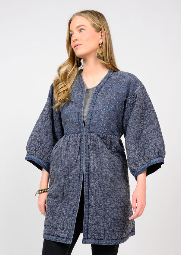 Ivy Jane Embroidered Quilted Jacket | Indigo