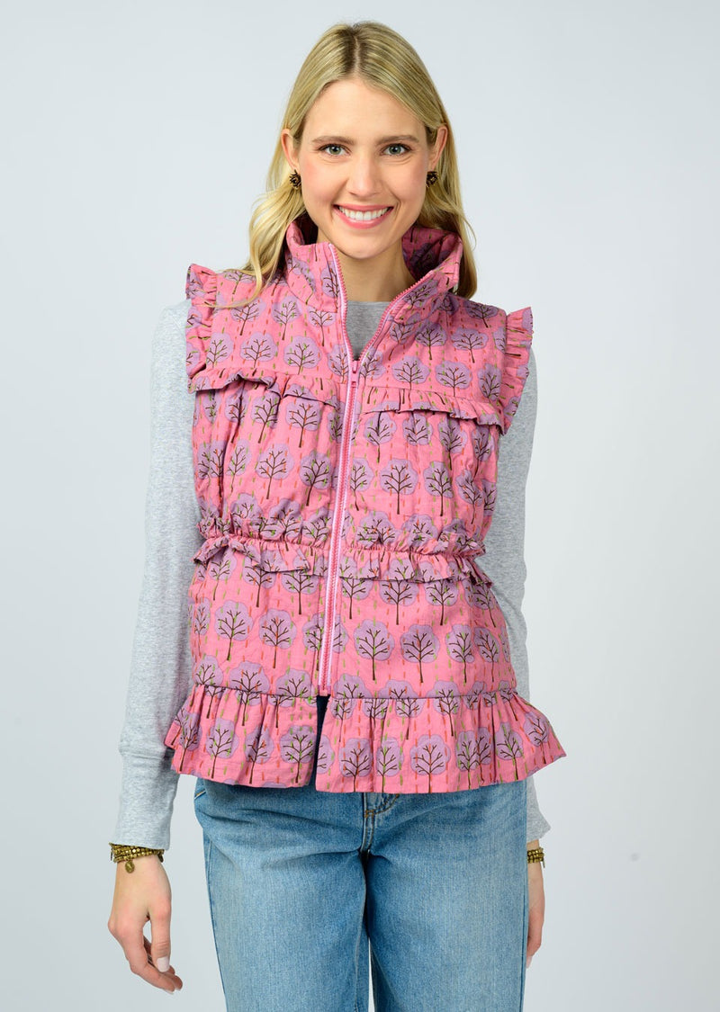 Ivy Jane Kantha Stitched Vest | Lilac
