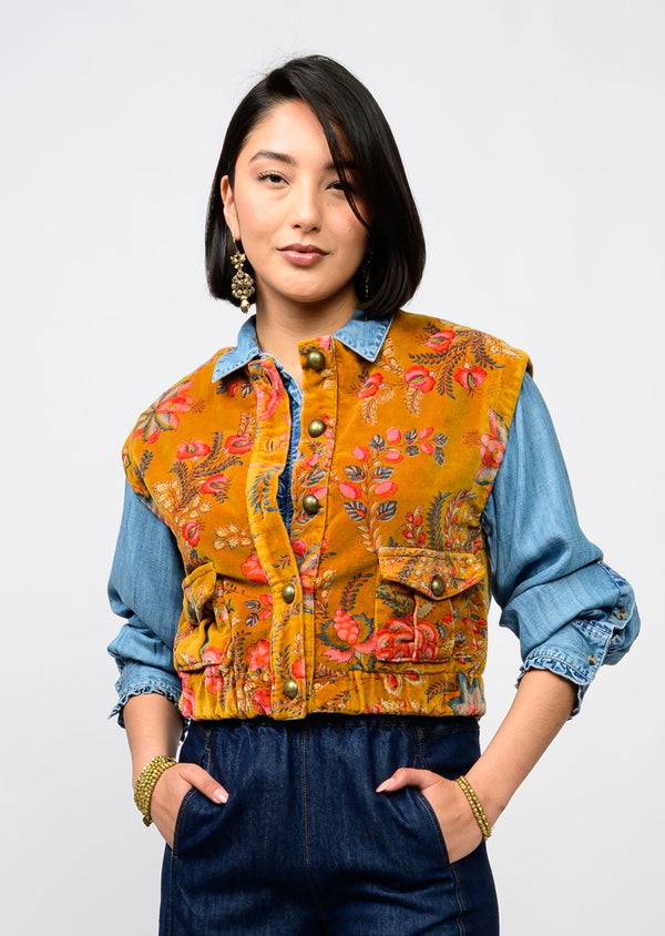 Ivy Jane Velveteen Vest | Gold