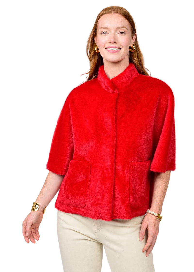 Ivy Jane Faux Capelet Jacket | Red