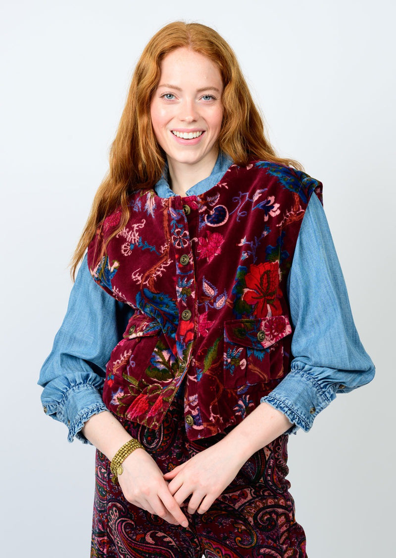 Ivy Jane Velveteen Vest | Wine