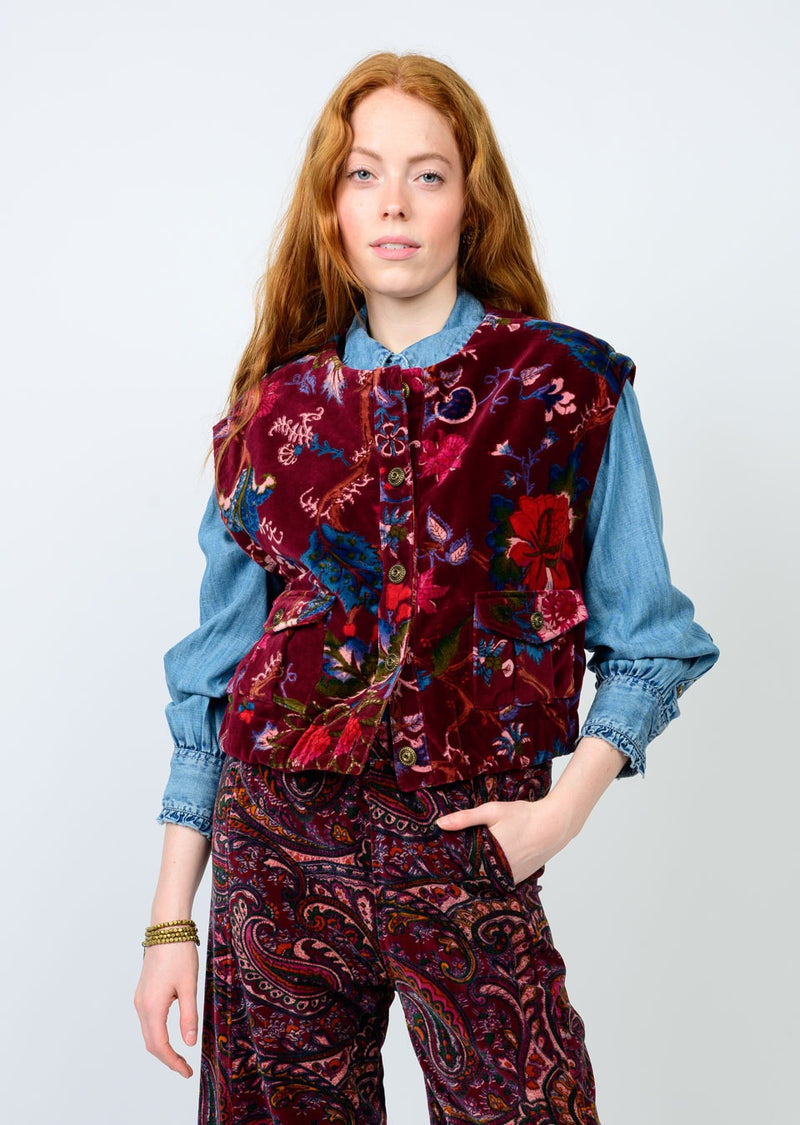 Ivy Jane Velveteen Vest | Wine