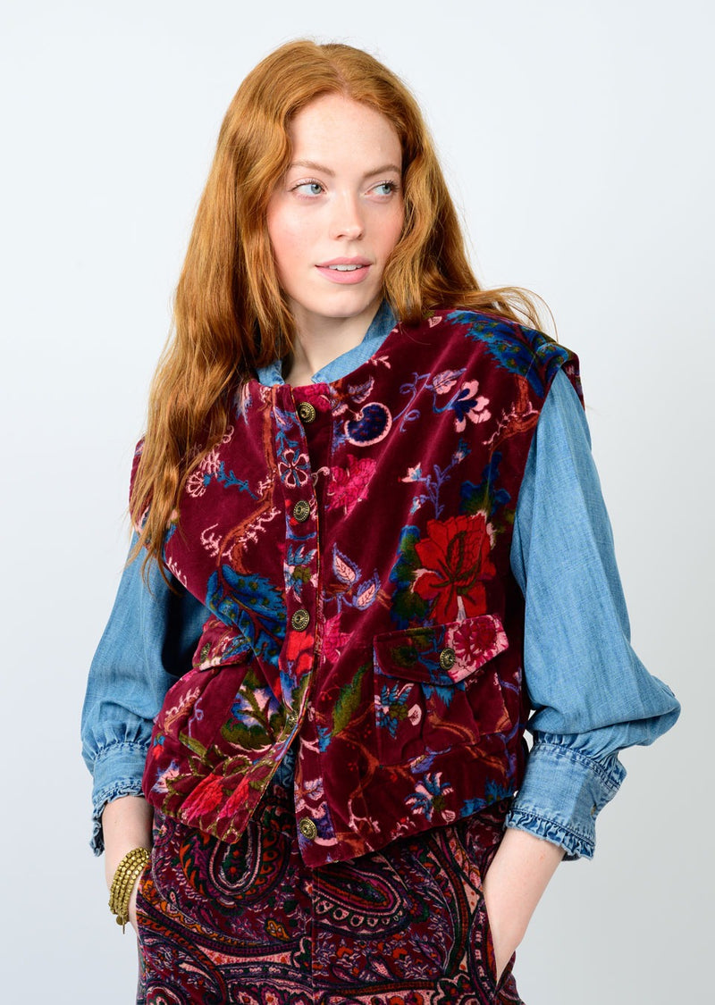 Ivy Jane Velveteen Vest | Wine