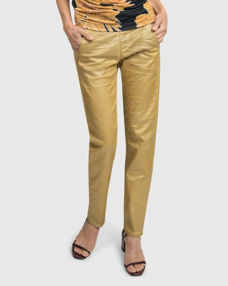 Alembika Pinstripe Iconic Stretch Jeans, Gold