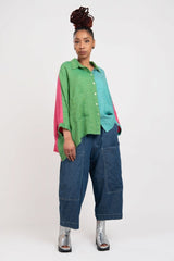 Alembika Tropical Oversized Color-Block Shirt