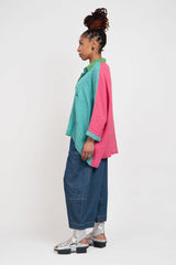 Alembika Tropical Oversized Color-Block Shirt