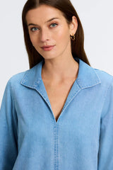 Foxcroft Agnes Tencel® Denim 3/4 Sleeve Shirt | Bleach Wash