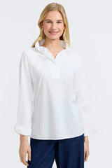 Foxcroft Tammy No Iron Stretch Long Sleeve Popover Shirt | White